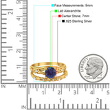 Two Piece Round Natural Stone Bridal Ring