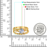 Two Piece Round Natural Stone Bridal Ring