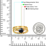 Two Piece Round Natural Stone Bridal Ring