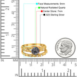 Two Piece Round Natural Stone Bridal Ring