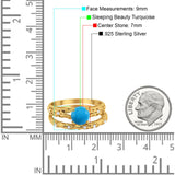 Two Piece Round Natural Stone Bridal Ring