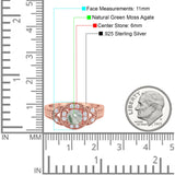 Art Deco Round Natural Stone Leaf Style Ring