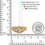 Art Deco Round Natural Stone Leaf Style Ring