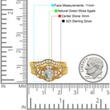 Two Piece Round Natural Stone Bridal Ring