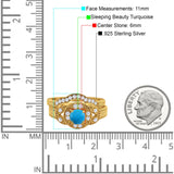 Two Piece Round Natural Stone Bridal Ring
