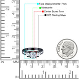 Art Deco Round Natural Stone Three Stone Ring