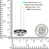 Art Deco Round Natural Stone Three Stone Ring