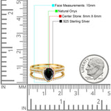Pear Teardrop Natural Stone Three Piece Ring