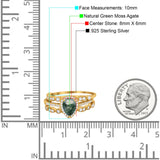 Three Piece Pear Teardrop Natural Stone Ring