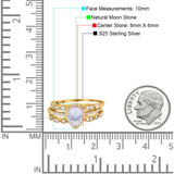 Three Piece Pear Teardrop Natural Stone Ring