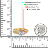 Three Piece Round Natural Stone Bridal Ring