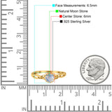 Round Natural Stone Solitaire Ring