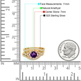 Three Piece Round Natural Stone Leaf Style Ring