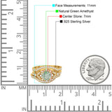 Three Piece Round Natural Stone Leaf Style Ring