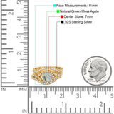 Three Piece Round Natural Stone Leaf Style Ring