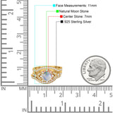 Three Piece Round Natural Stone Leaf Style Ring
