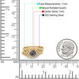 Three Piece Round Natural Stone Leaf Style Ring