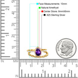 Two Piece Pear Teardrop Natural Stone Ring