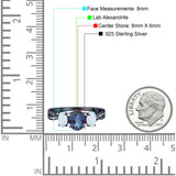 Three Stone Oval Natural Stone Wedding Ring