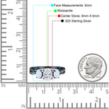 Three Stone Oval Natural Stone Wedding Ring