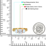 Three Stone Oval Natural Stone Wedding Ring