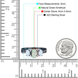 Three Stone Oval Natural Stone Wedding Ring