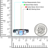 Three Stone Oval Natural Stone Wedding Ring