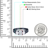 Three Stone Oval Natural Stone Wedding Ring