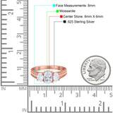 Three Stone Oval Natural Stone Wedding Ring