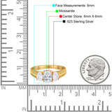 Three Stone Oval Natural Stone Wedding Ring