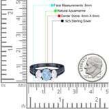 Three Stone Oval Natural Stone Wedding Ring