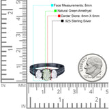 Three Stone Oval Natural Stone Wedding Ring