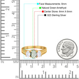 Three Stone Oval Natural Stone Wedding Ring