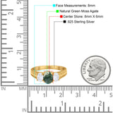 Three Stone Oval Natural Stone Wedding Ring