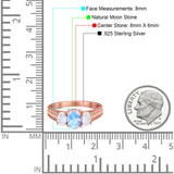 Three Stone Oval Natural Stone Wedding Ring