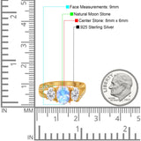 Art Deco Oval Natural Stone Trio Ring