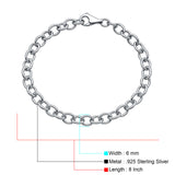 Rolo Link Bracelet Adjustable 925 Sterling Silver