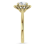14K Gold IGI Certified Round 3 Carat Lab Grown Diamond Floral Solitaire Ring