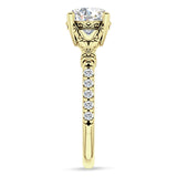 10K Gold IGI Certified Round 2 Carat Lab Grown Diamond Art Deco Split Shank Floral Ring