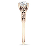 18K Gold IGI Certified Round 3 Carat Lab Grown Diamond Leaf Solitaire Ring