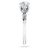 18K Gold IGI Certified Round 2 Carat Lab Grown Diamond Leaf Solitaire Ring