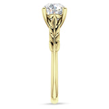 18K Gold IGI Certified Round 3 Carat Lab Grown Diamond Leaf Solitaire Ring