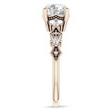 10K Gold IGI Certified Round 1 Carat Lab Grown Diamond Cluster Beaded Ring