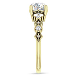 14K Gold IGI Certified Round 3 Carat Lab Grown Diamond Cluster Beaded Ring