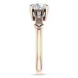 18K Gold IGI Certified Round 3 Carat Lab Grown Diamond Art Deco Beaded Ring