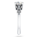 18K Gold IGI Certified Round 2 Carat Lab Grown Diamond Art Deco Beaded Ring