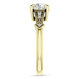 18K Gold IGI Certified Round 3 Carat Lab Grown Diamond Art Deco Beaded Ring