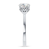 18K Gold IGI Certified Round 2 Carat Lab Grown Diamond Leaf Floral Ring