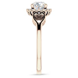 10K Gold IGI Certified Round 3 Carat Lab Grown Diamond Art Deco Heart Halo Ring