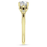 18K Gold IGI Certified Round 1 Carat Lab Grown Diamond Art Deco Split Shank Beaded Ring